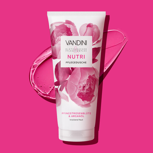VANDINI Duschgel mit Pfingstrosenblütenduft für trockene Haut, vegan & mikroplastikfrei