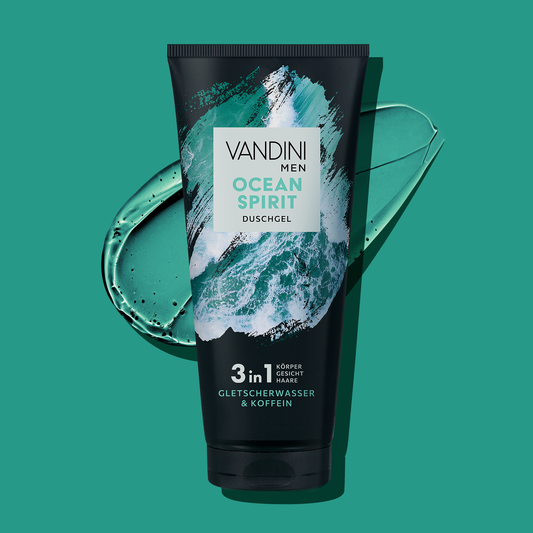 VANDINI 3in1 Duschgel für Männer mit langanhaltendem Duft und Koffein, Feuchtigkeitspflege für Körper, Gesicht und Haare