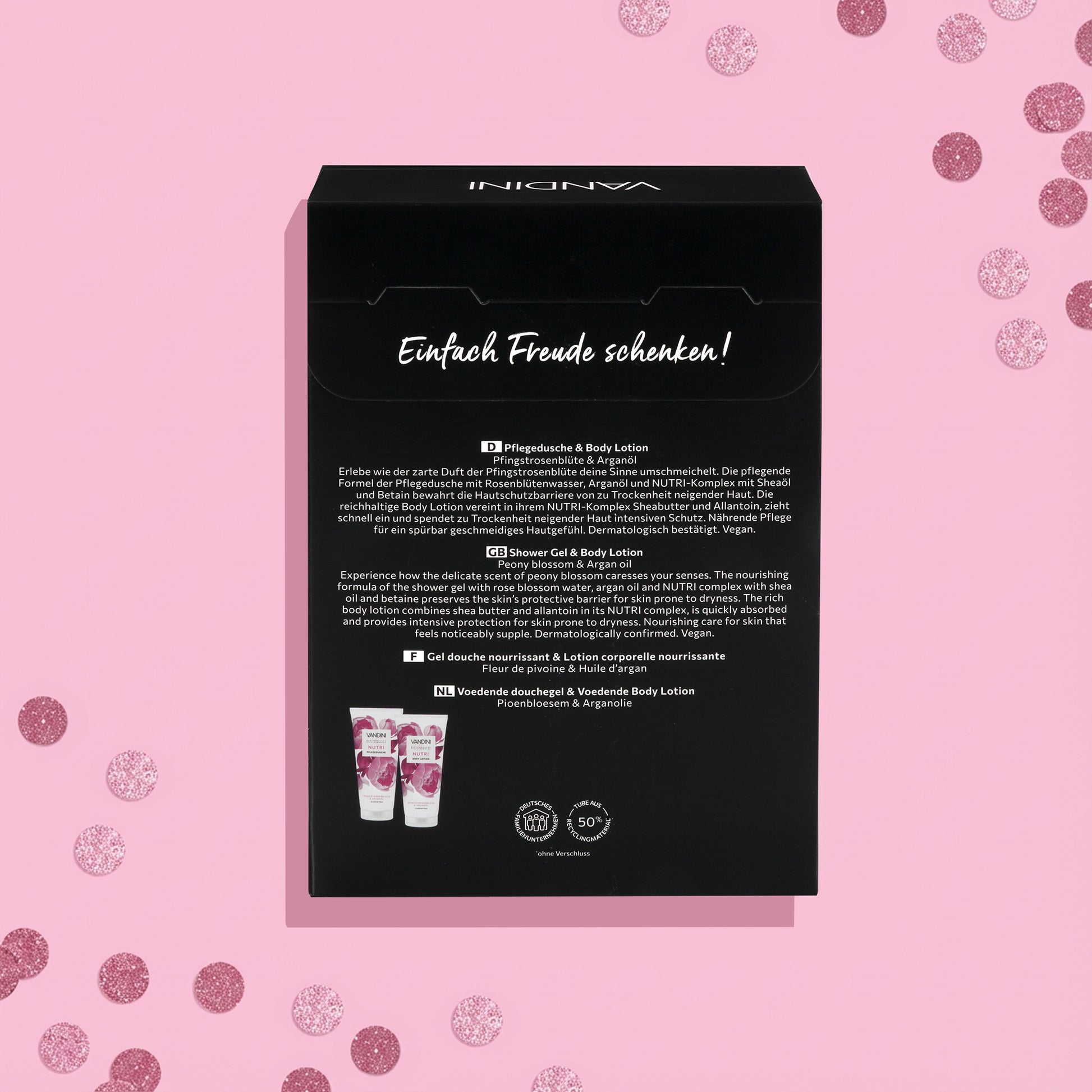 VANDINI Black & White Geschenkset Rückseite 