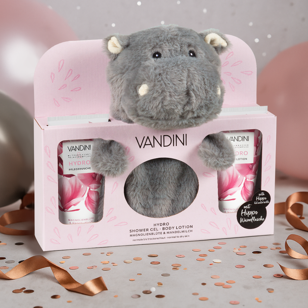 Geschenkset Motiv-Wärmflasche Hippo HYDRO